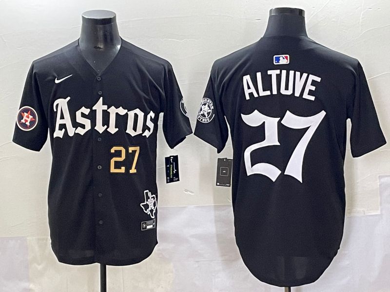 Men 2025 Houston Astros #27 Altuve Black Five generations Joint Name Nike MLB Jersey style 3->houston astros->MLB Jersey